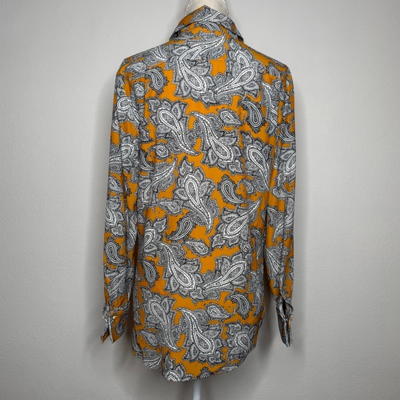 Robert Graham Silk Blend Paisley Button Down Shirt Mustard Black White Size L - Picture 5 of 9